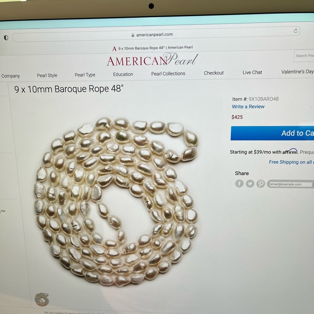 Baroque Pearl rope - 48" long